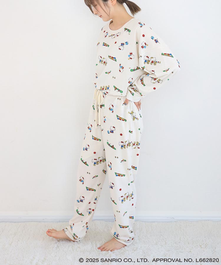 ハローキティワッフルルームウェア上下セット