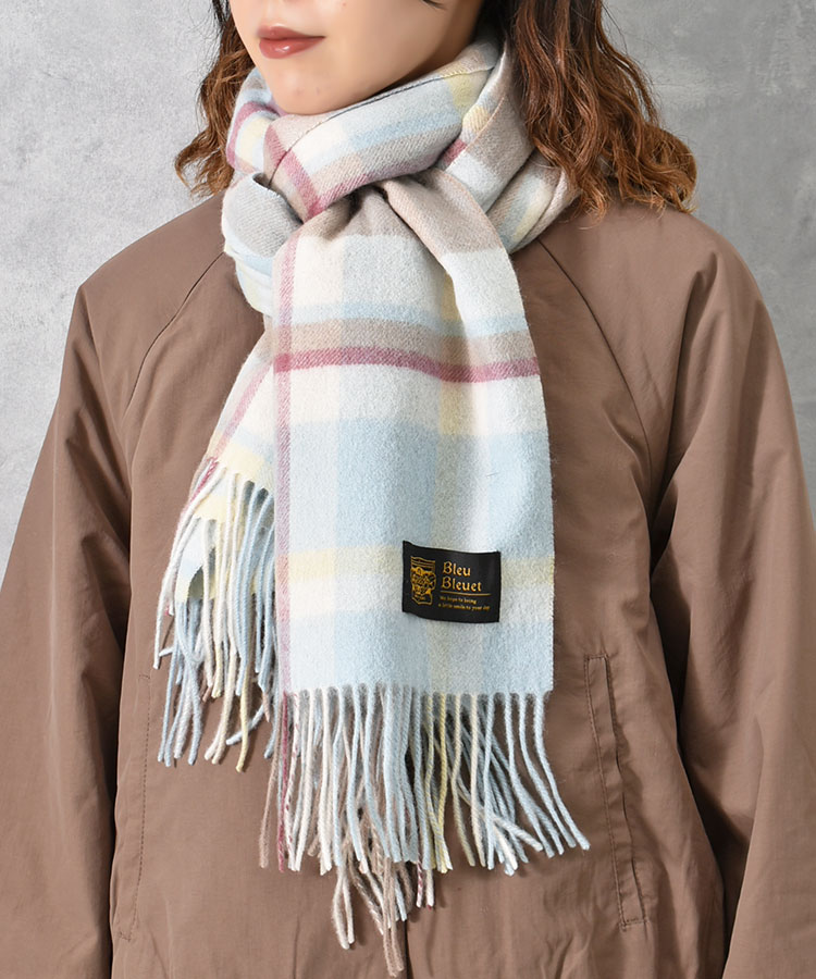 オリジナルネームウールチェックストール