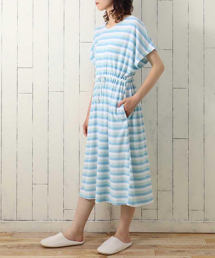 ≪SALE≫パイルボーダールームワンピ