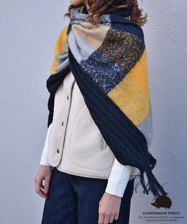 スカンジナビアンフォレスト  チェックニットストール