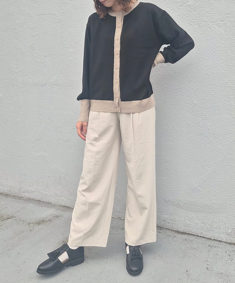 バイカラーカーディガン