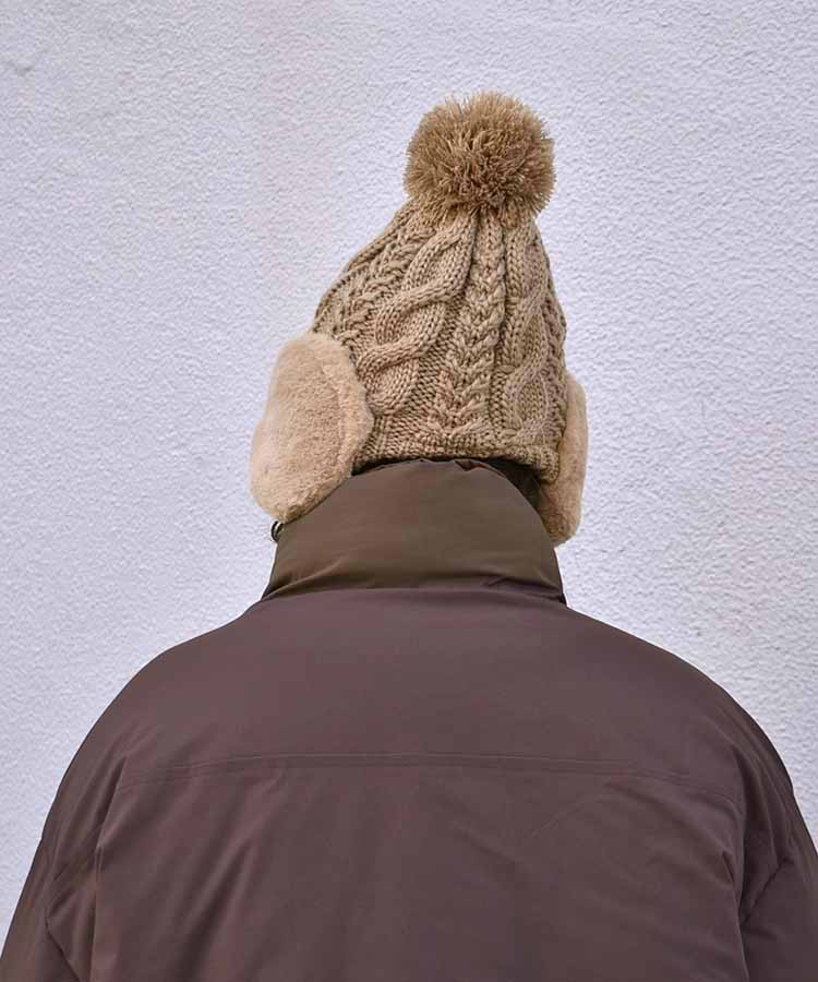 ファー付耳あてニット帽