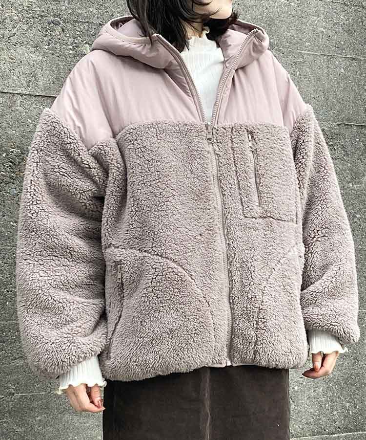 リバーシブルボアブルゾン