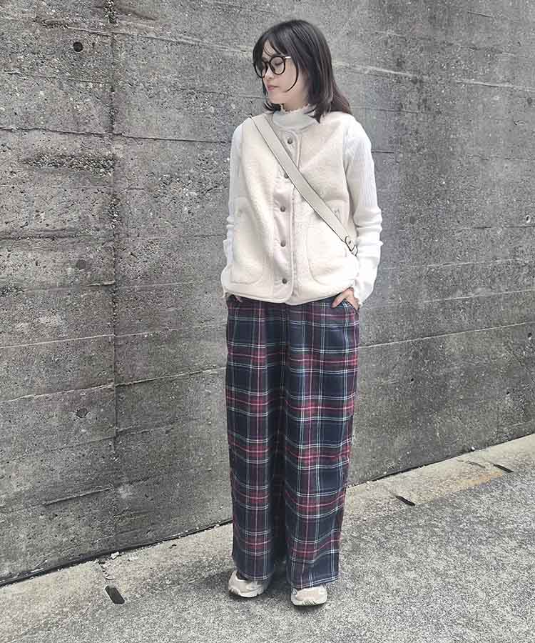 ネルチェック柄イージーパンツ