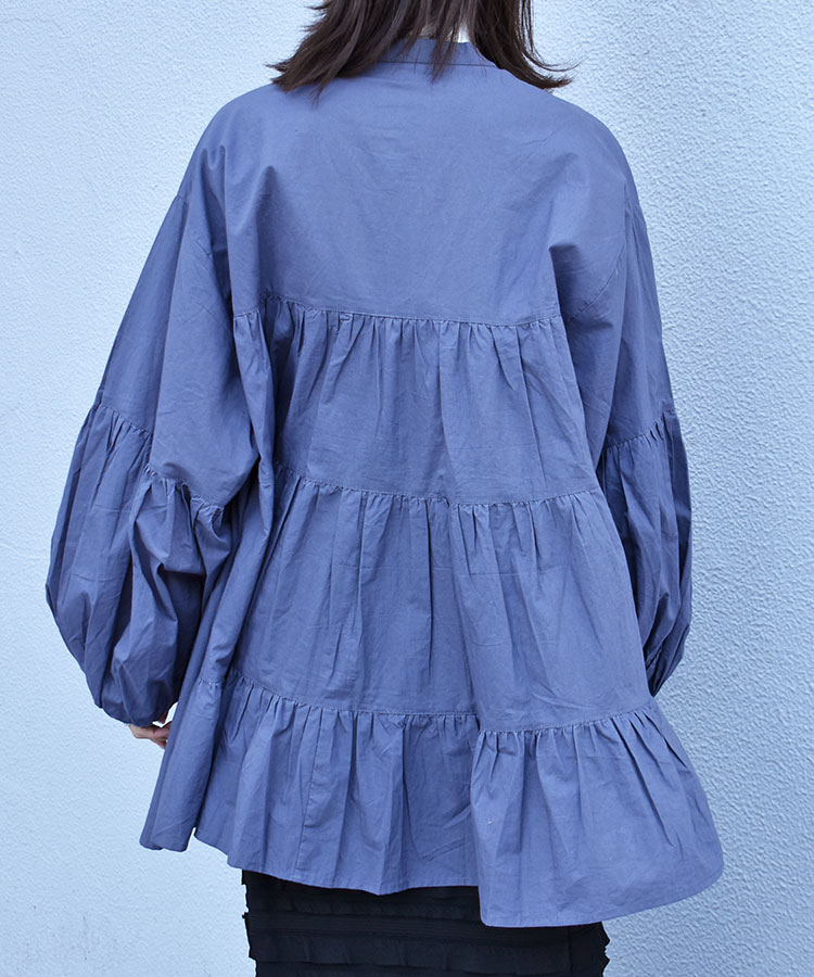 ポプリンバックティアードブラウス