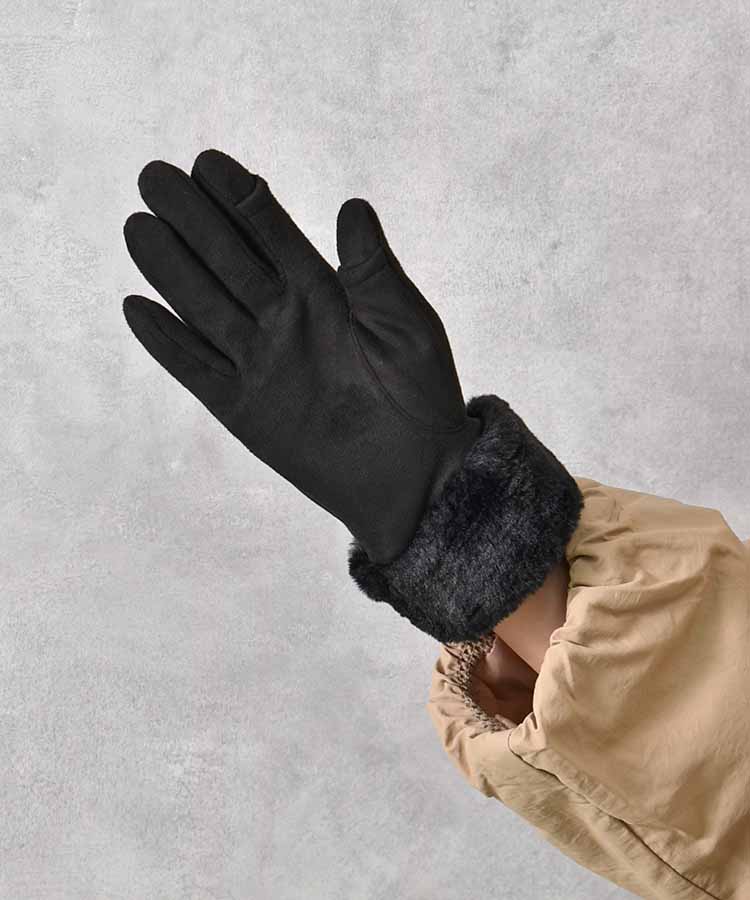 フェイクスエード指フードファーグローブ