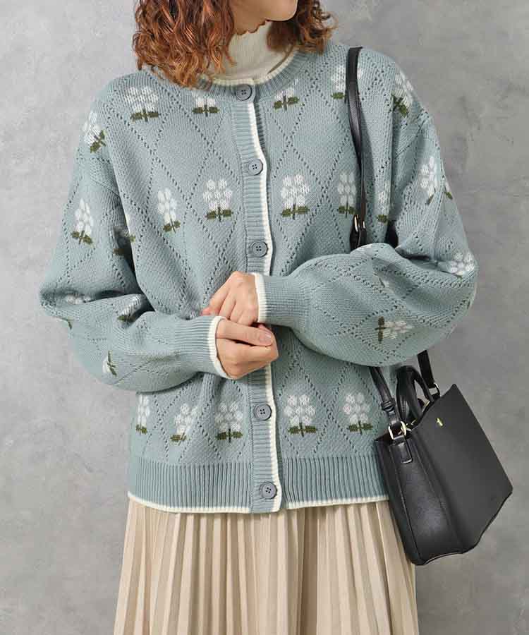 le petale フラワーダイヤニットカーディガン | Bleu Bleuet