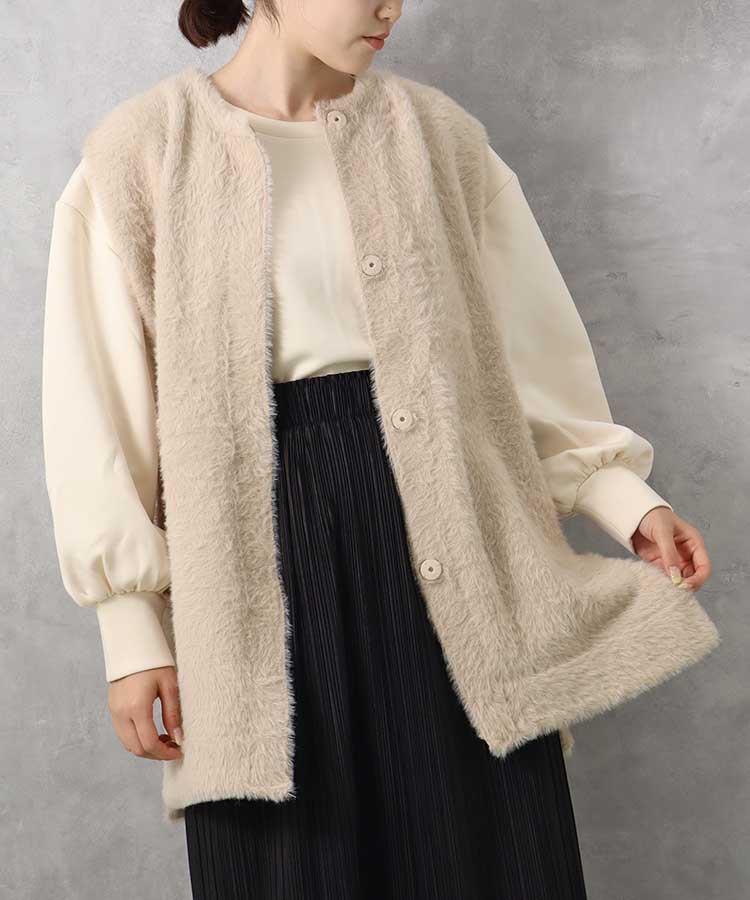 【WEB限定】シャギー2wayニットジレ
