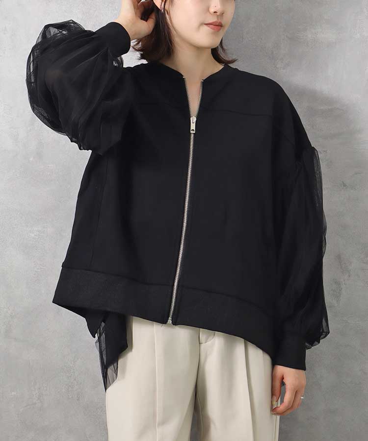 ≪SALE≫【WEB限定】ポンチ×チュールプリーツブルゾン