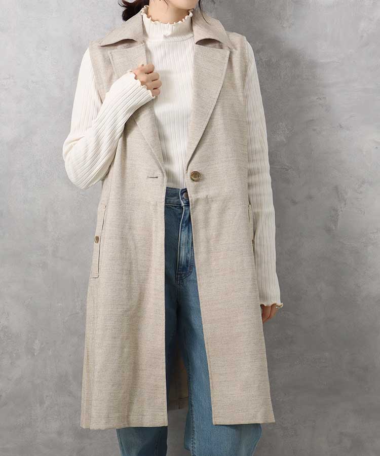 ≪SALE≫【WEB限定】リネンライクスリーブレスジャケット