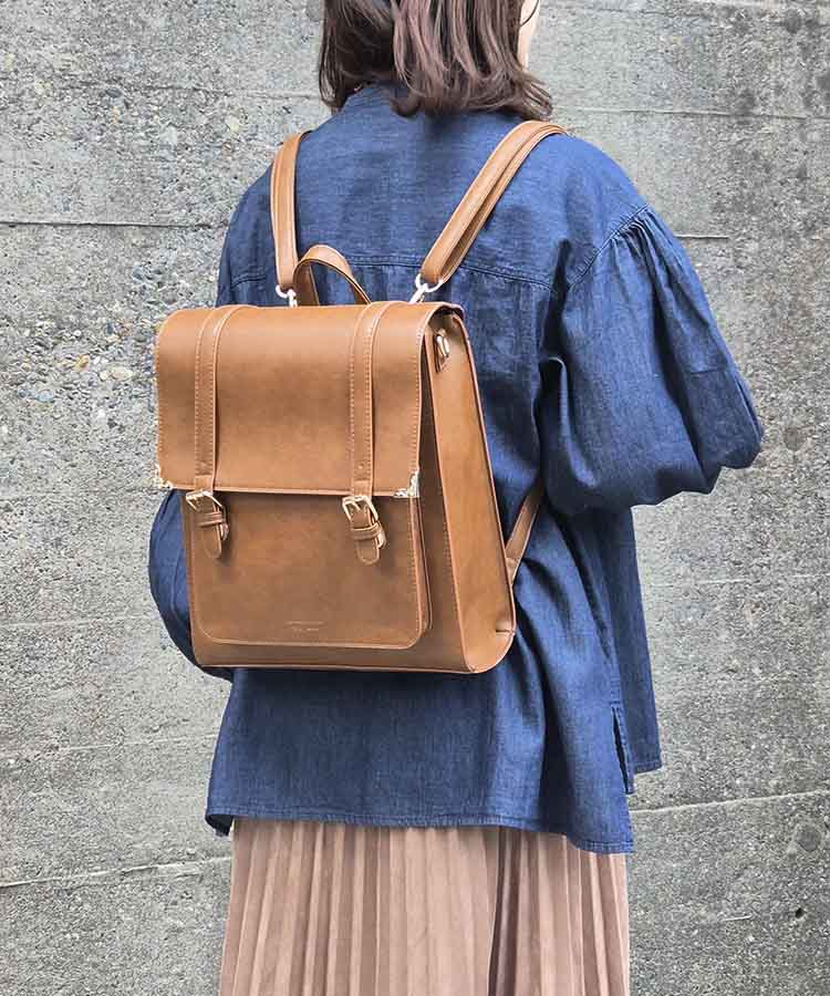 ベルト縦型サッチェルバッグ