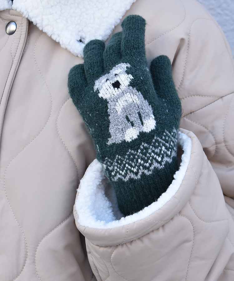 裏起毛シュナウザーニットグローブ