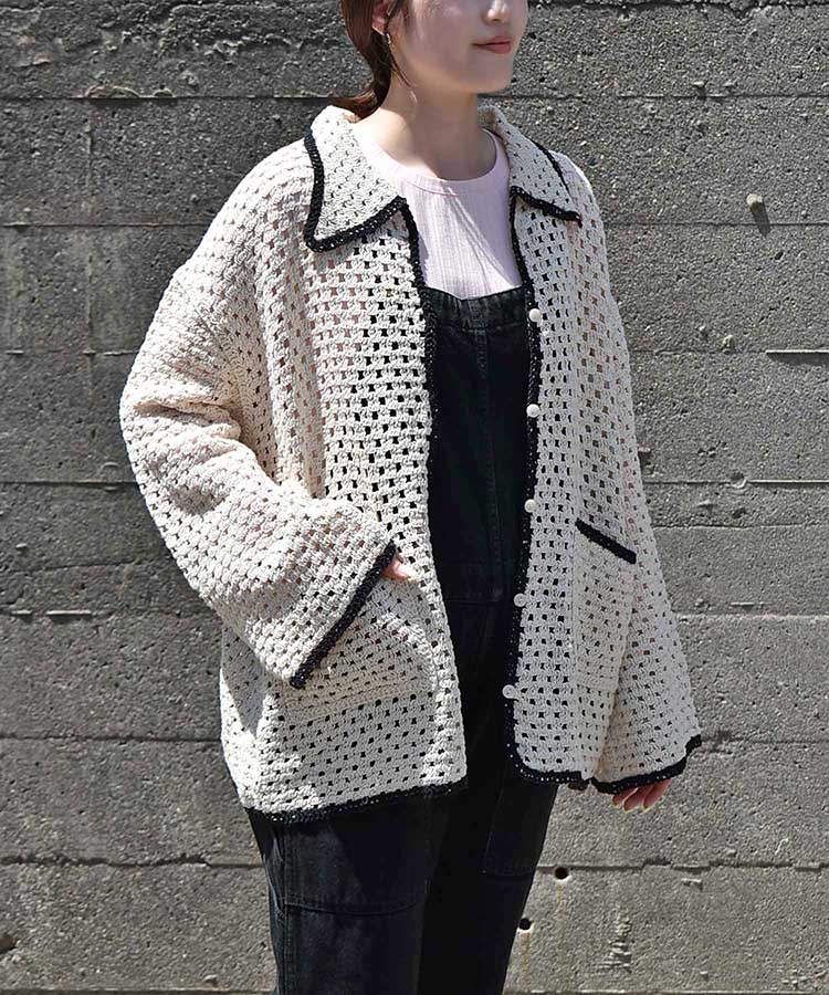 ≪SALE≫【WEB限定】クロシェシャツカラートップス