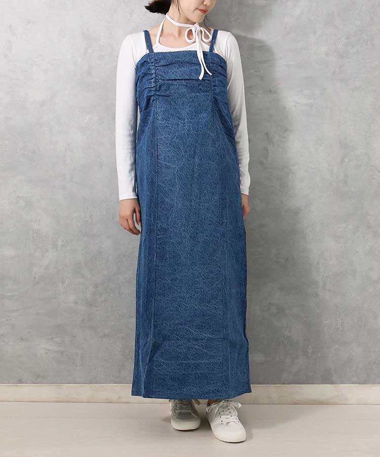 ≪SALE≫【WEB限定】デニムギャザーワンピース