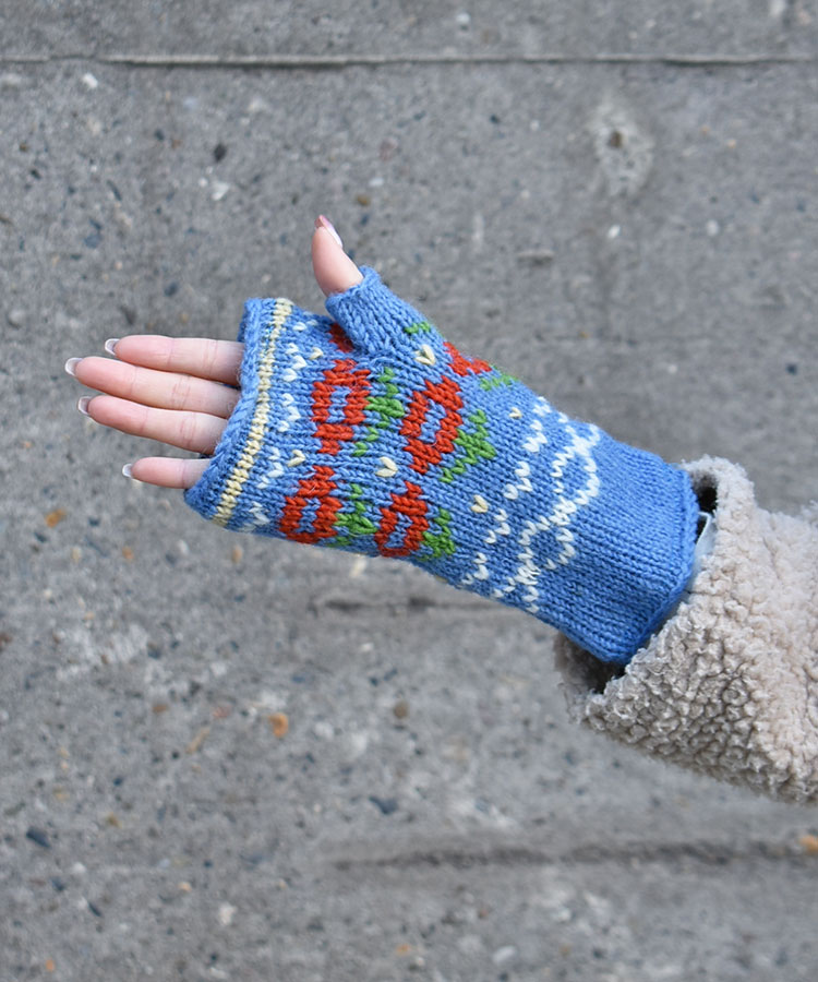 フラワーニットフィンガーレスグローブ
