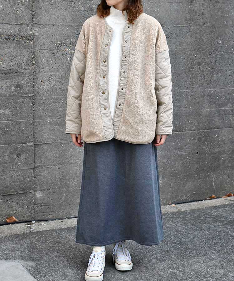 ボア切り替えキルティングコート