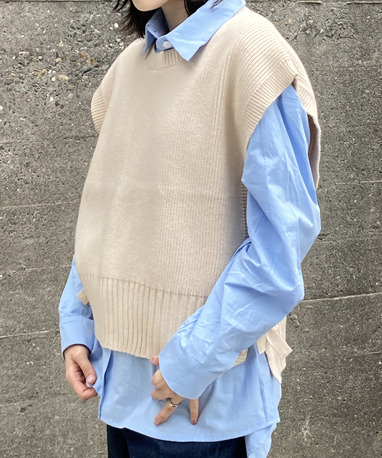 サイドリボンニットベスト