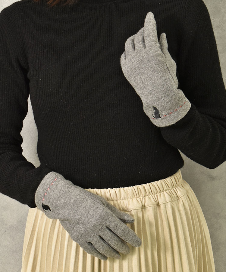 指フードキャット刺繍グローブ