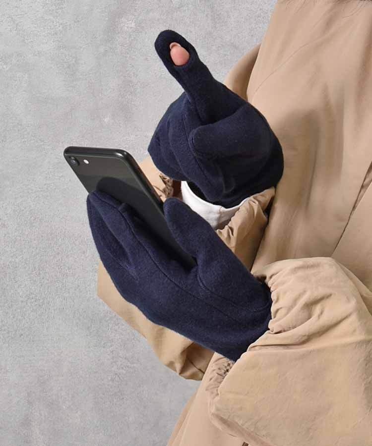 ボタンバイカラー指フードグローブ