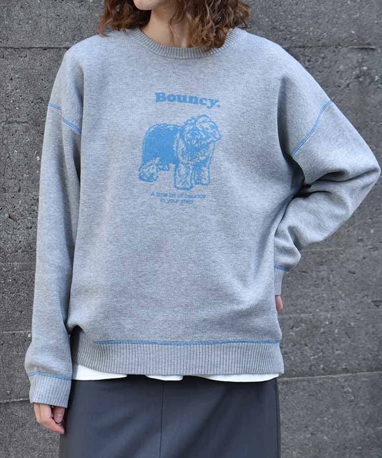 Bouncy.フロッキープリントニットプルオーバー