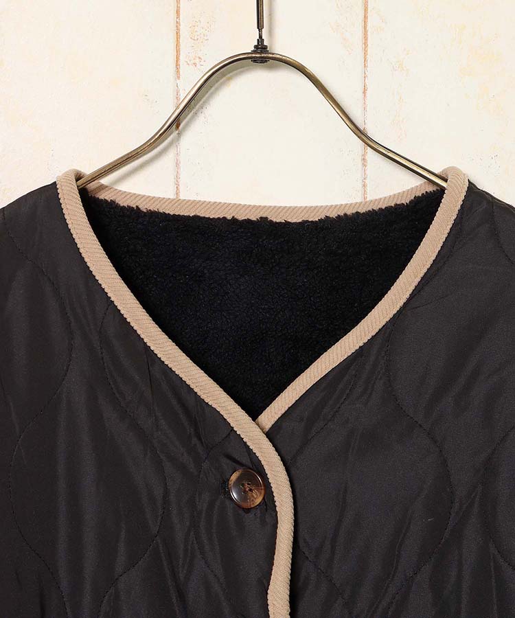 ≪SALE≫付け袖3wayリバーシブルキルトボアブルゾン