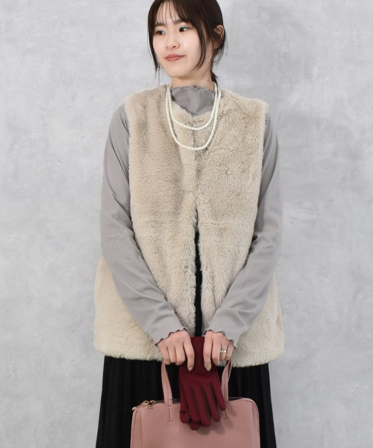 起毛リブプチハイネックロンT