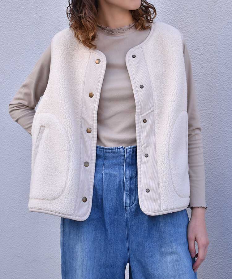 起毛リブWハイネックロンT