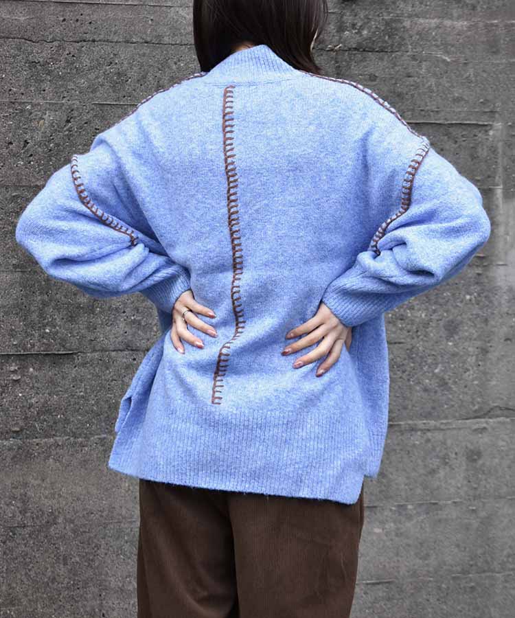 天竺配色ハンドステッチプルオーバー