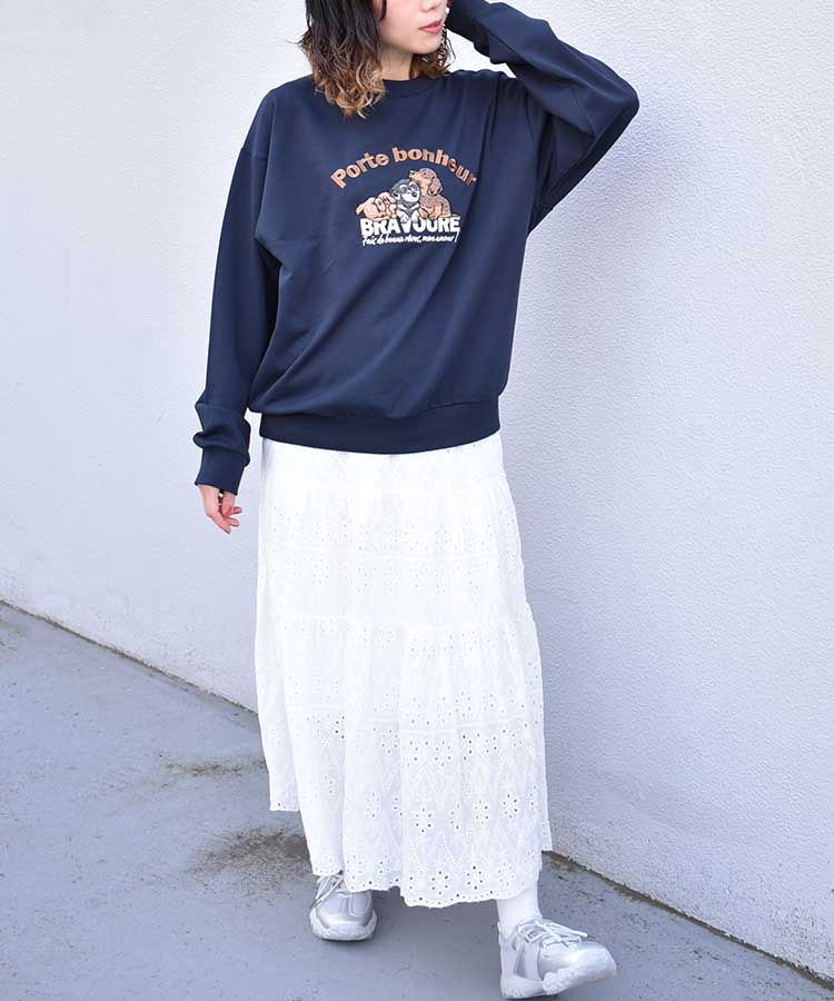 イヌネコ刺繍スウェット