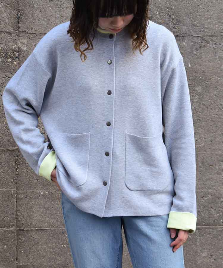 バイカラーニットカーディガン