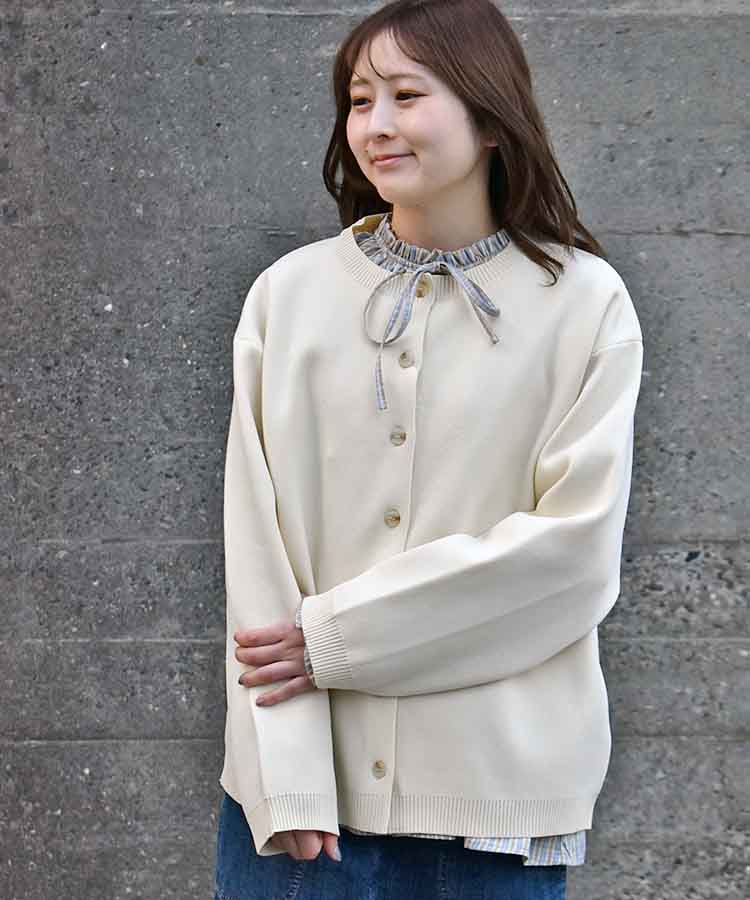 ポリウーリーニットカーディガン