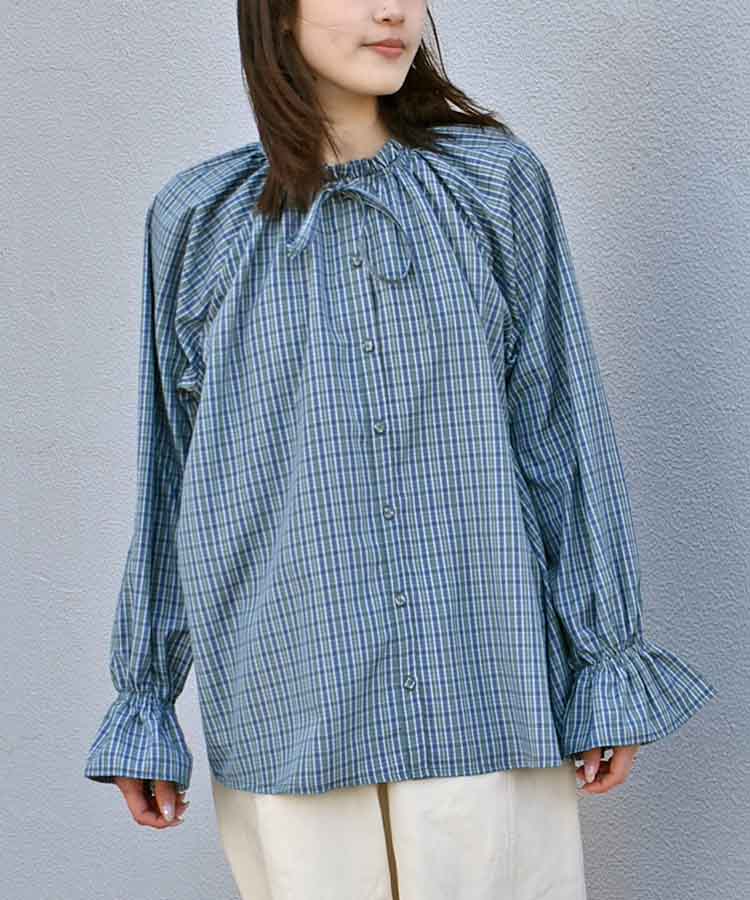 チェックリボンブラウス