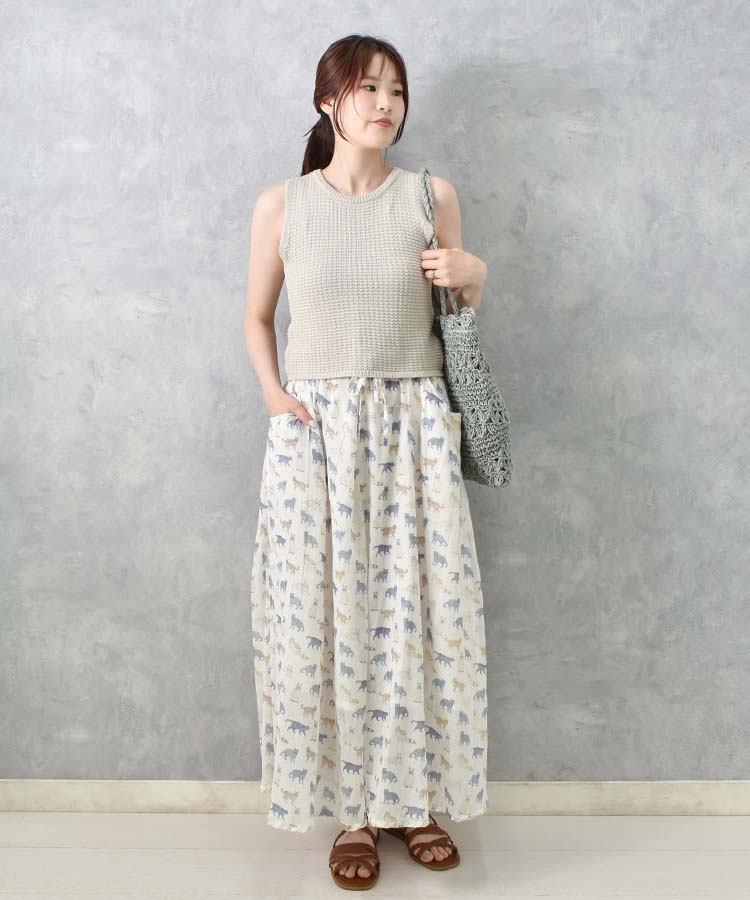 ≪SALE≫ねこ柄コットンボイルスカート