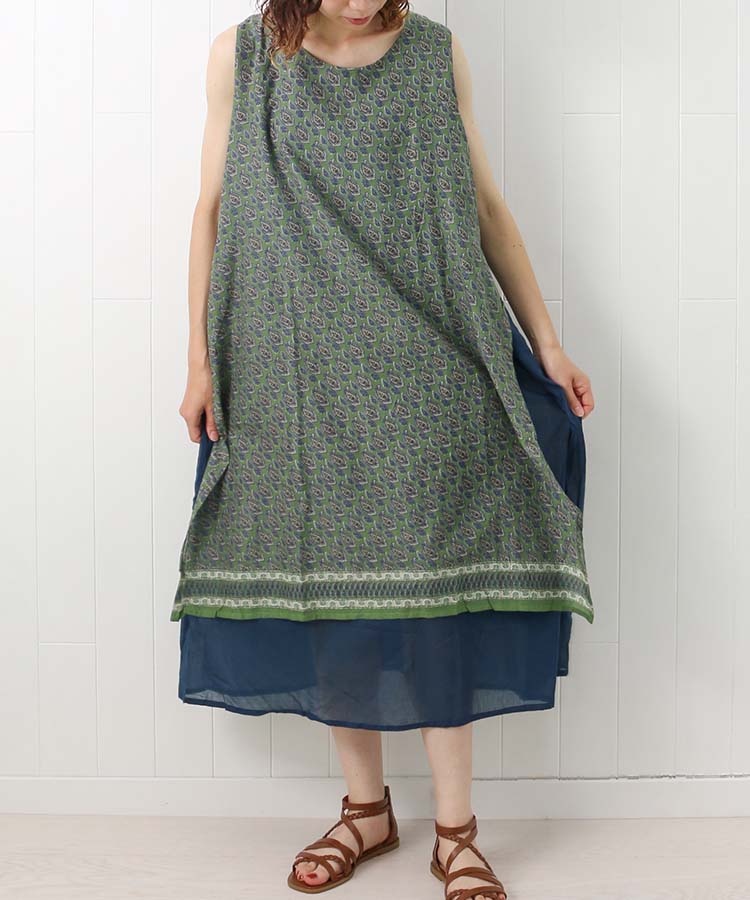≪SALE≫袖なしペイズリーワンピース