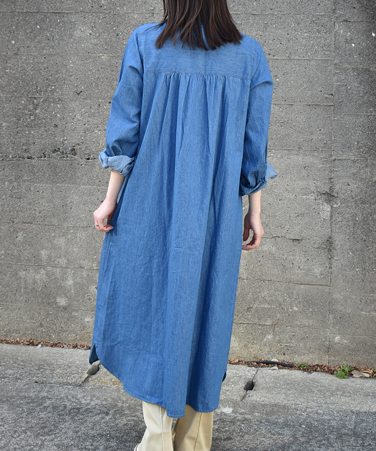 ピンタックデニムワンピース