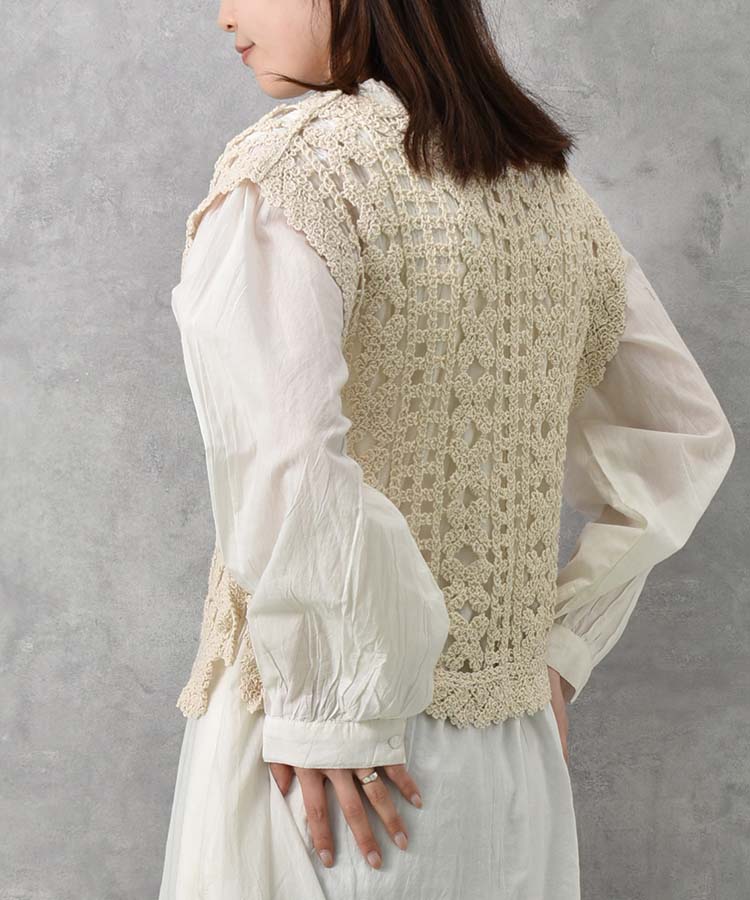 かぎ針サイドリボンベスト