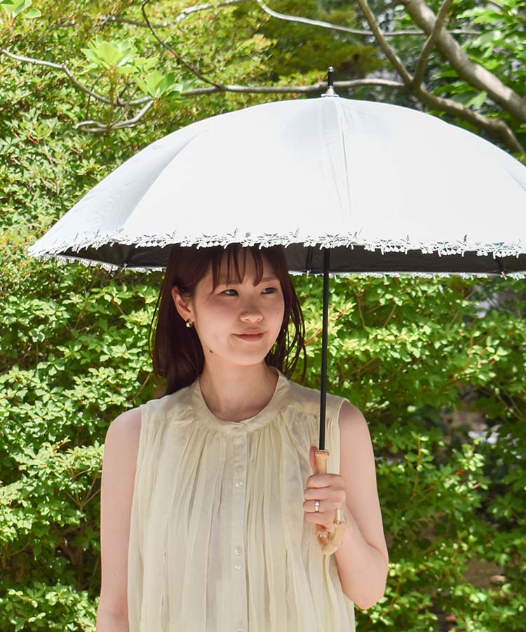 PUフラワーレース晴雨兼用長傘