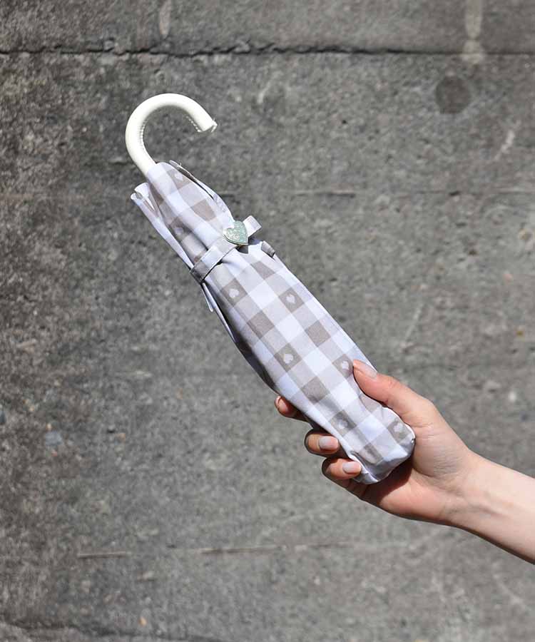 ギンガムハート折りたたみ傘