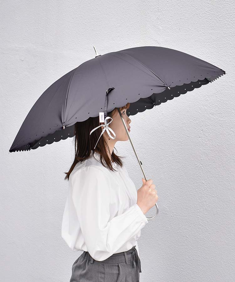 遮光シルバーリボンハート日傘