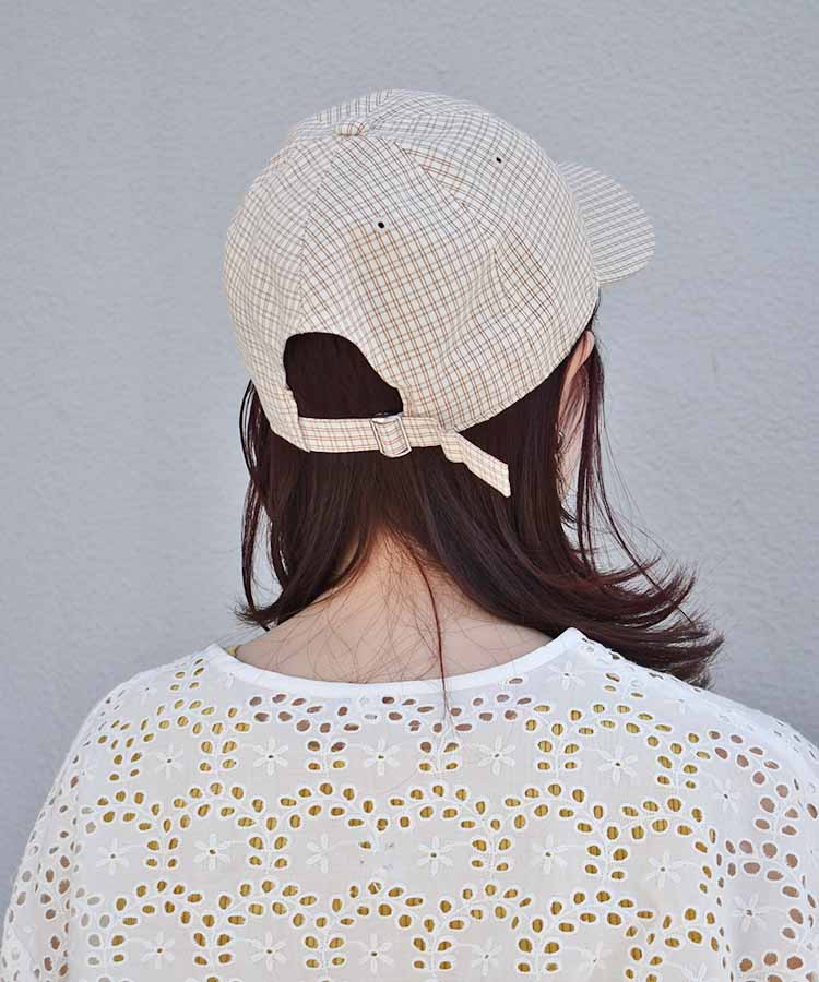 チェック刺繍キャップ