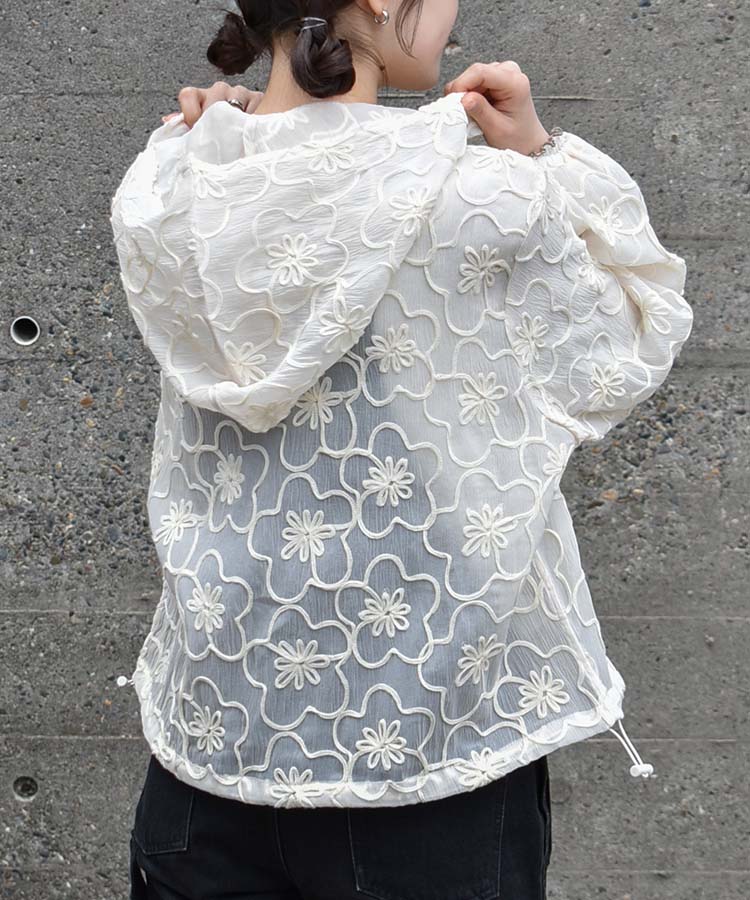 シアーフラワーフードブルゾン