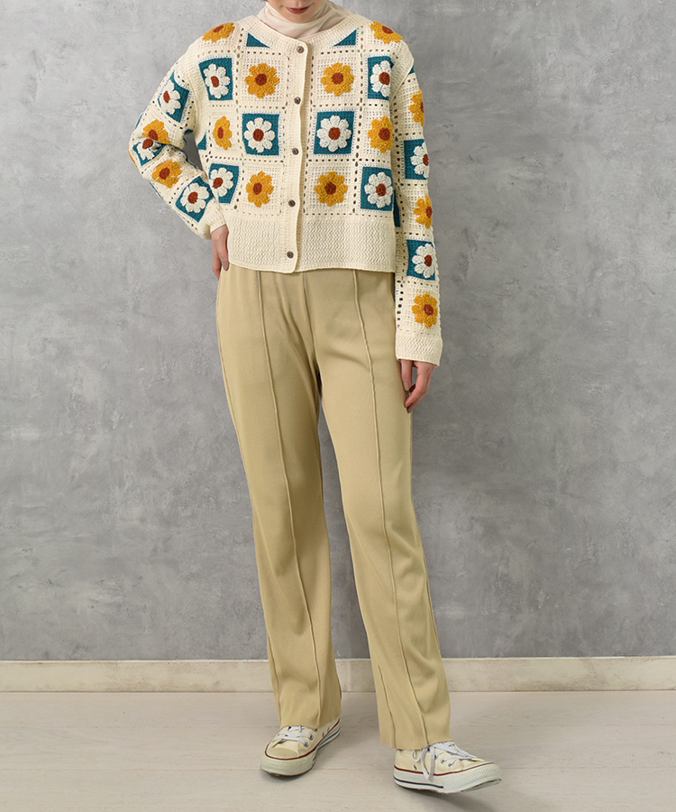 フラワーサガラ刺繍かぎ針カーディガン