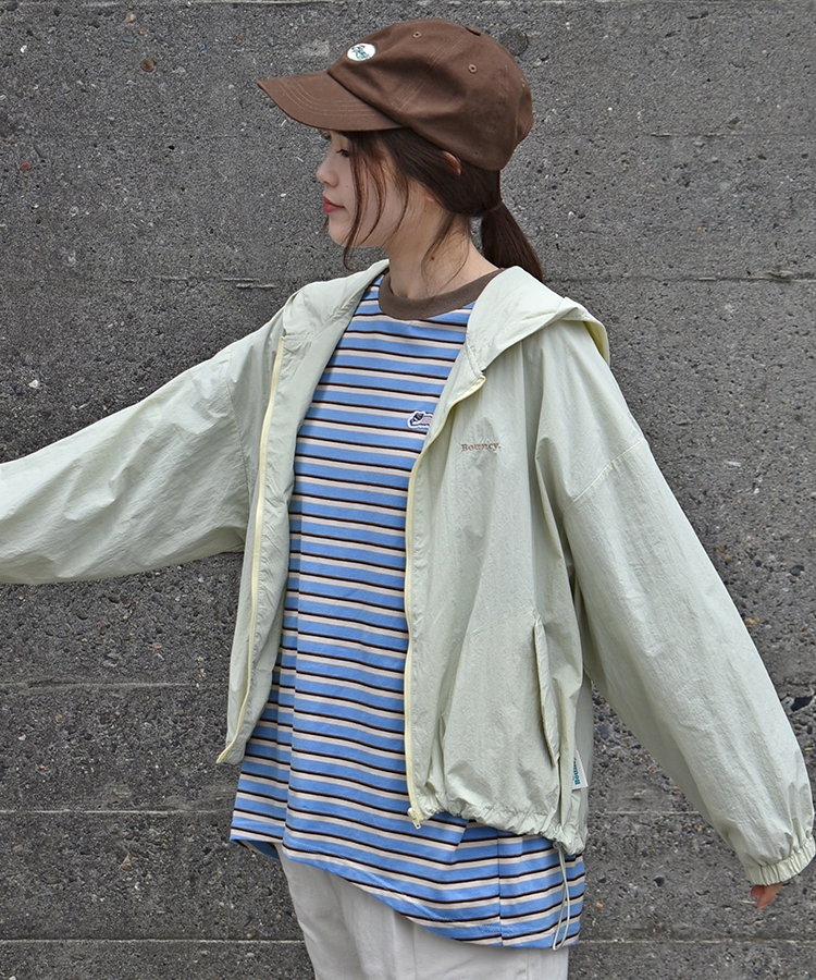 Bouncy.ワッペン付ボーダーロンT