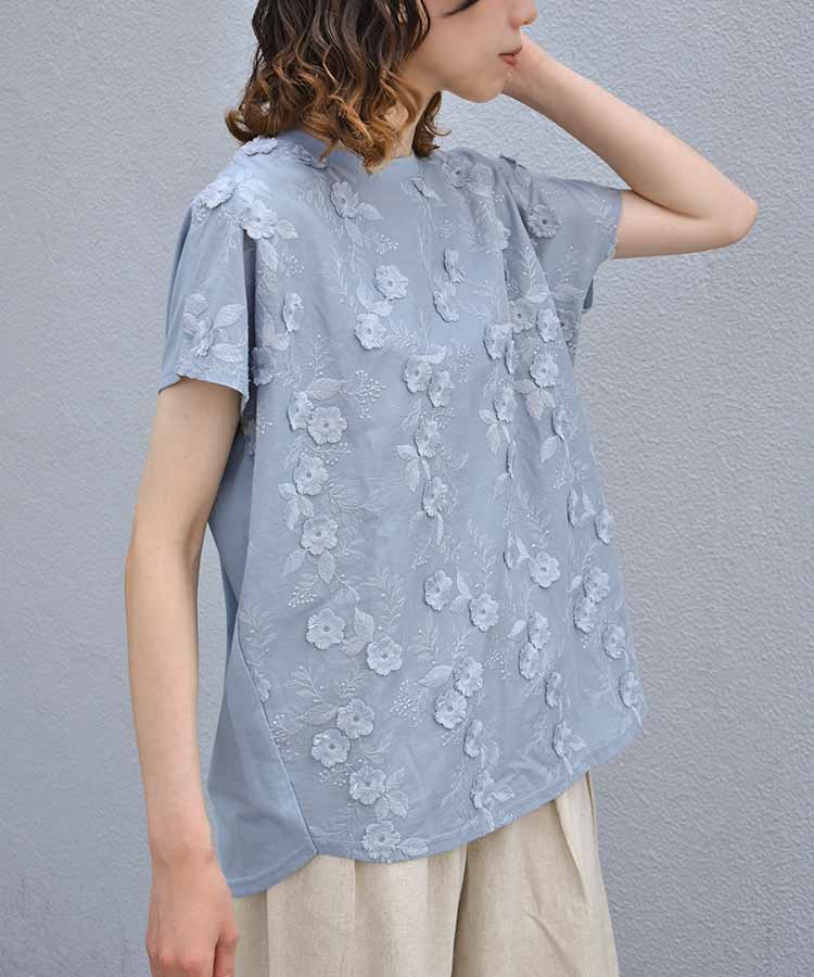 フラワー3D刺繍TシャツNO2