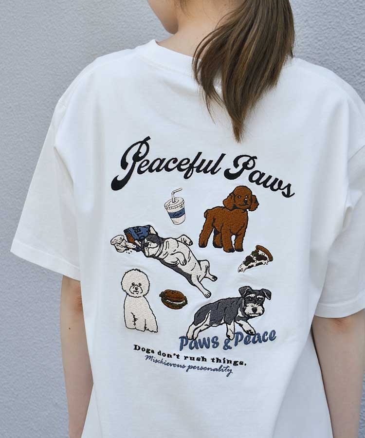 のんびりdog刺繍Tシャツ