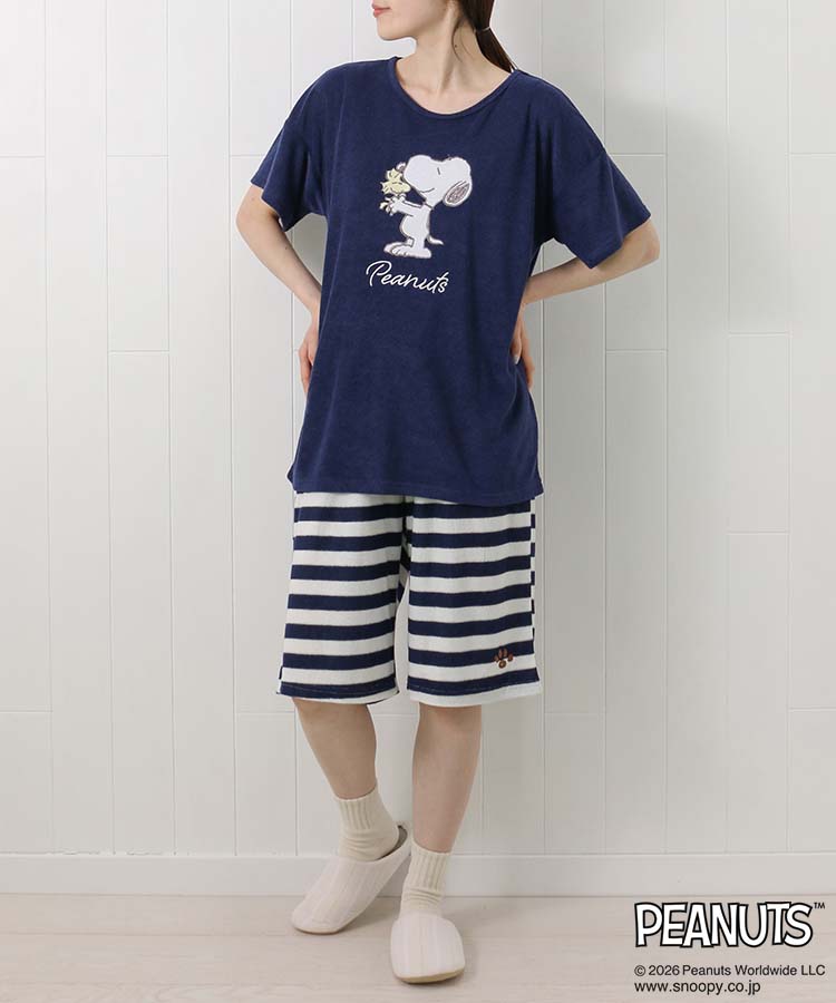 スヌーピー 半袖パイルルームウェア上下セット