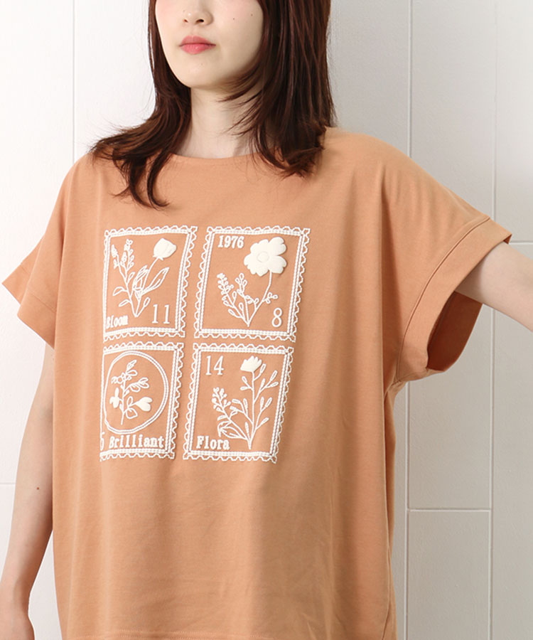 ボタニカル切手プリントTシャツ