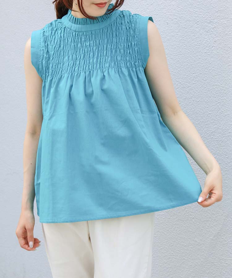 ≪SALE≫ノースリーブシャーリングブラウス