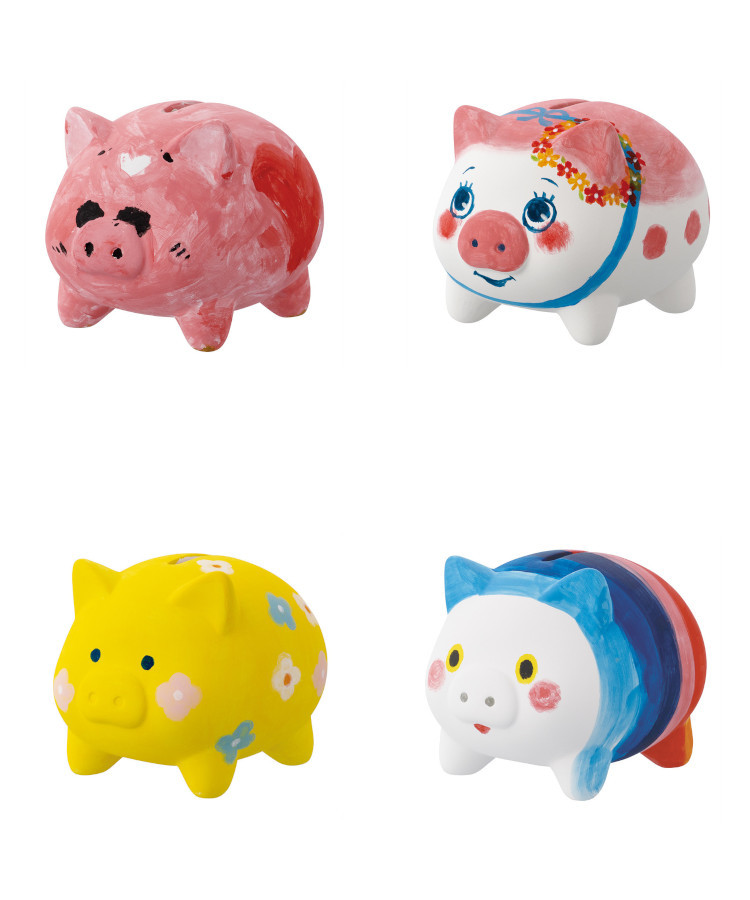 素焼き塗り絵貯金箱