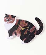 新品　松尾ミユキ　ダイカット クロック　Shima　猫　ねこ　ネコ 松尾ミユキ Diecut clock 《Cat in the basket》 | 暮らし道具と